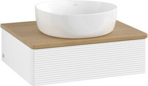 V&B Waschtischunterschrank Antao mit Frontstruktur in Eiche Honig und Weiß, B/T/H: 60 x 50 x 19 cm - Bild 1