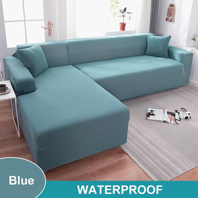 Wasserdichter und rutschfester Sofabezug für Ecksofas von Supermarket GO, elastischer L-förmiger Couchbezug aus Polyester, Breite: 235-300 cm - Bild 1