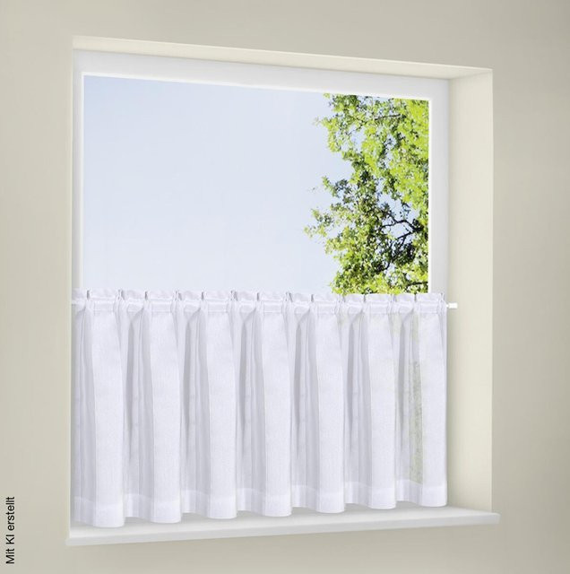 POCOline Scheibengardine weiß transparent B/H: 140 x 50 cm - Bild 1