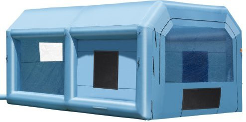 VEVOR Aufblasbare Lackierkabine mit 1100W Gebläse und Filtersystem, Blau/Transparent, B: 6,4 m, T: 4,1 m, H: 3 m - Bild 1