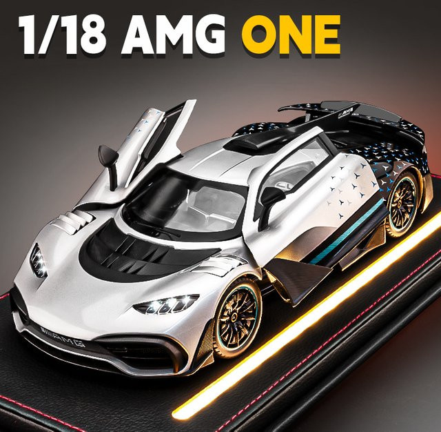 WELLY Benz AMG ONE Supersportwagen, Simulationsmodell, 1:18, Druckguss-Spielzeugfahrzeug, Metall, Grau - Bild 1