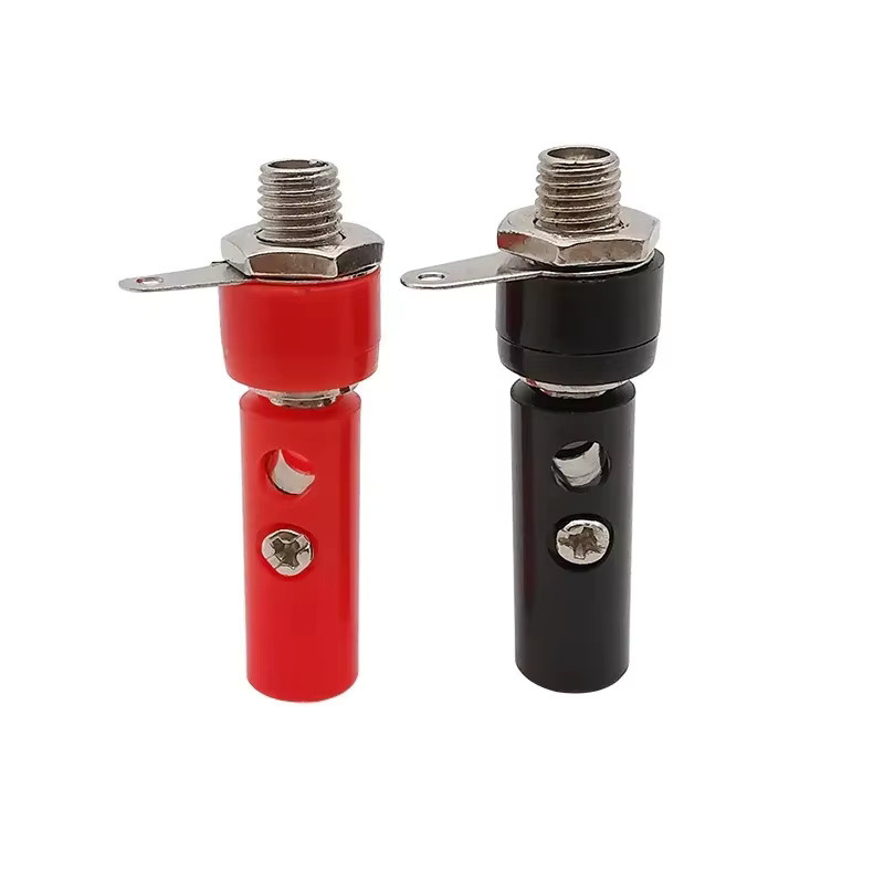 Bananenstecker Set 4 mm mit männlichen und weiblichen Anschlüssen für Panelmontage in Rot und Schwarz - Bild 2