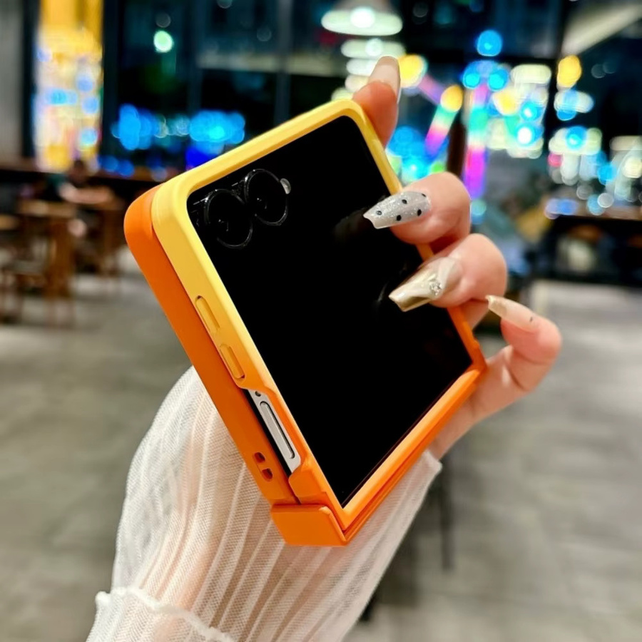 Magnetische Flip-Handyhülle für Samsung Galaxy Z Flip 8 7 6 5 4 3 mit Magsafe und zweifarbigem Farbverlauf in Orange-Gelb - Bild 2