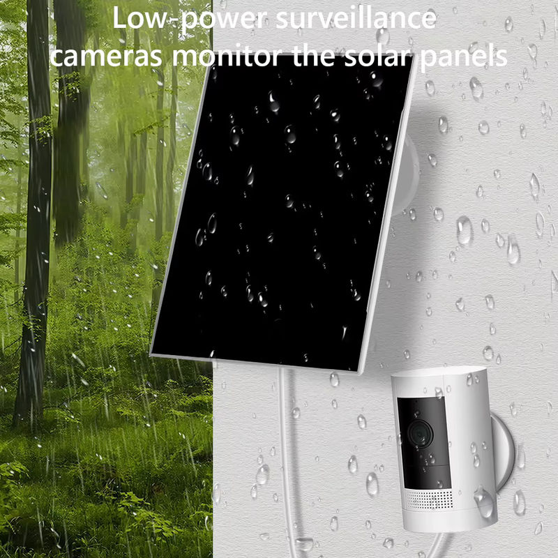 ALLOYSEED Solarpanel-Ladegerät 3W 6V mit 360 Grad verstellbarer Wandhalterung und 3 Meter Ladekabel in Schwarz für Ring Eufy Blink Arlo Kameras - Bild 2