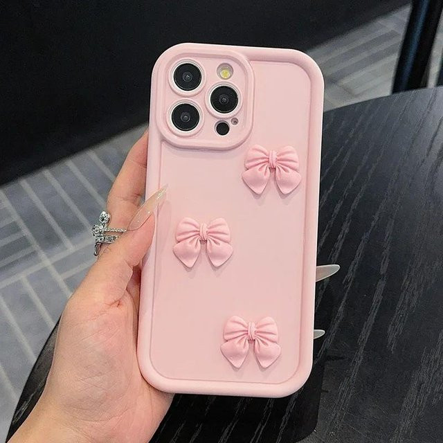 Niedrige 3D Schleife Silikon Handyhülle für Apple iPhone in Rosa, stoßfeste Softcase Schutzhülle - Bild 1