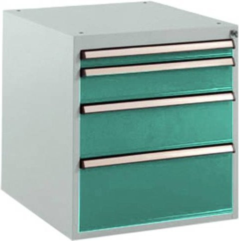 Manuflex BASETEC Stationärer Schubfachschrank SP1140.0001 in Graugrün mit 4 abschließbaren Schubfächern - Bild 1