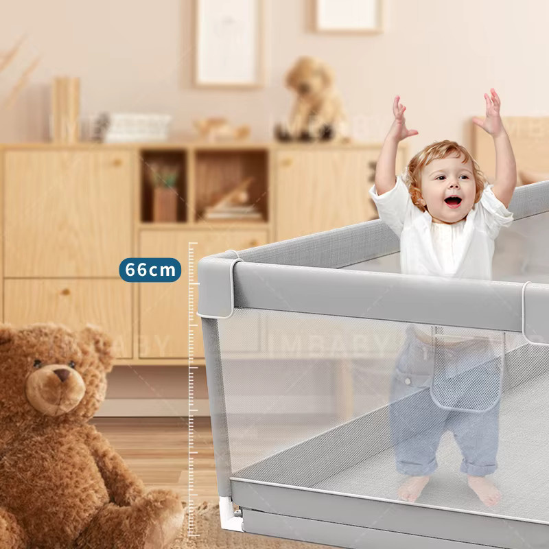 IMBABY Baby-Laufstall als Kinderzaunbox in Grau mit Schutzwinkel, B/T: 160 x 120 cm, Höhe: 66 cm - Bild 3