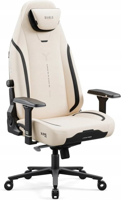 DIABLO CHAIRS Ergonomischer Gamingstuhl X-Eye Prime aus Stoff mit magnetischer Kopfstütze in Desert Storm Beige - Bild 1