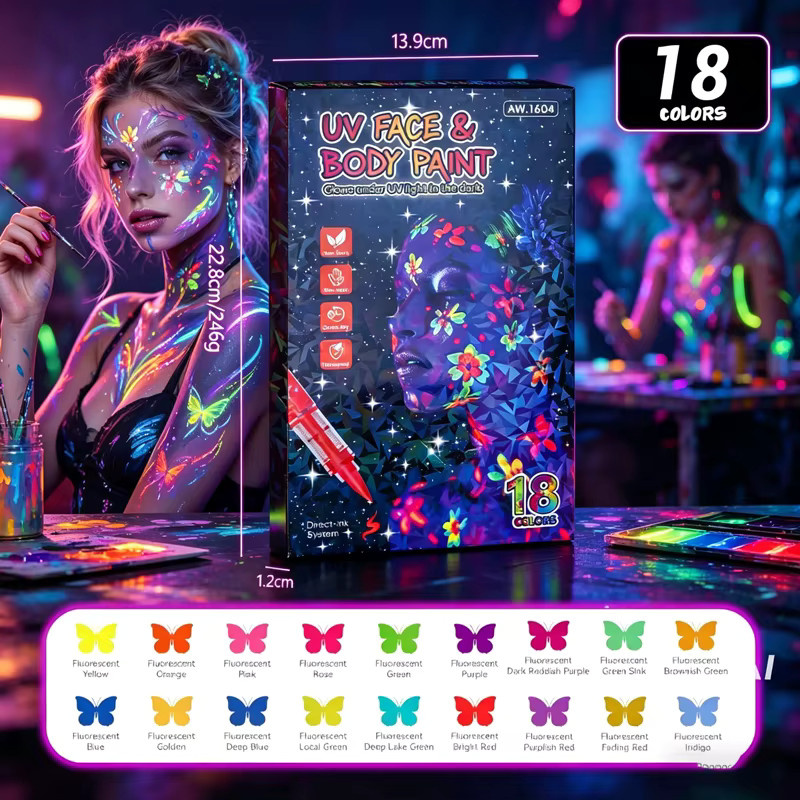 Hopk Neon-UV-Fluoreszierende Acrylfarbstifte im Set mit 8, 12 oder 18 Farben, leuchtende DIY-Marker für kreative Projekte - Bild 2