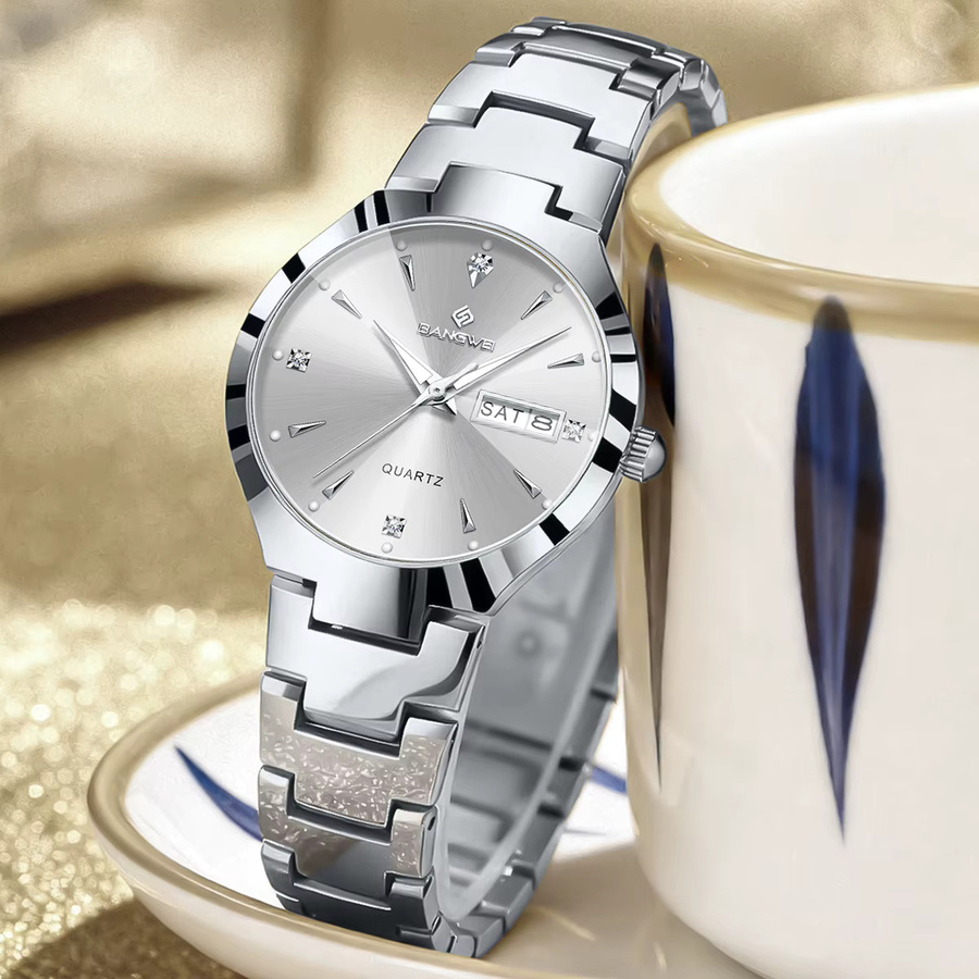BANGWEI Armbanduhr Quarz, Edelstahl, Silber, Damen, Wochenkalender - Bild 4