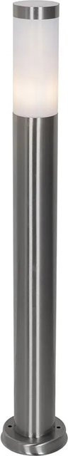 QAZQA Moderne Außen-Mastleuchte Rox aus Stahl und Kunststoff in Weiß und Silber mit Opal-Diffusor, Höhe: 80 cm, IP44, dimmbar mit LED - Bild 1