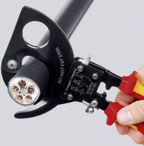 Knipex Ratschen-Kabelschneider 95 36 280 Schwarz VDE-geprüft für Alu- und Kupferkabel - Bild 1