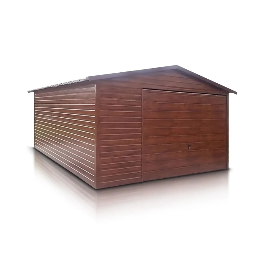 Liderstal Einzelgarage Premium aus Trapezprofilblech mit Satteldach und Schwingtor in Eiche Holznachbildung, B/T/H: 600 x 400 x 260 cm - Bild 2