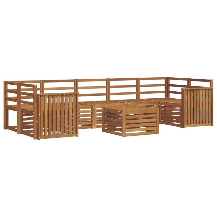 vidaXL Sofagarnitur 8-teilig aus Massivholz Akazie in Natur Braun im U-Shape Design - Bild 2