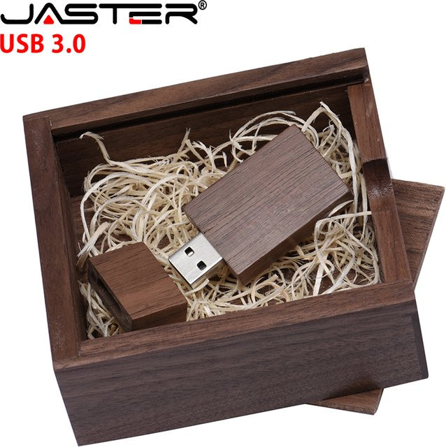 JASTER USB 3.0 Flash-Laufwerk aus Holz in Braun mit Maple Leaf Album Box, B/T/H: 10,5 x 10,5 x 4 cm - Bild 1