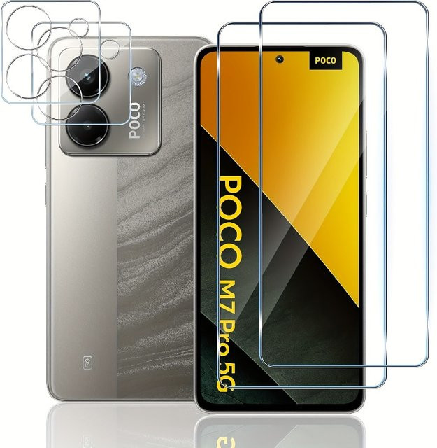 2er-Set gehärtetes Glas mit Kamera-Objektivschutz für Xiaomi Poco M7 Pro M6 Plus M5 M4 M3 Pro F7 F6 F5 F4 Pro, transparent - Bild 1