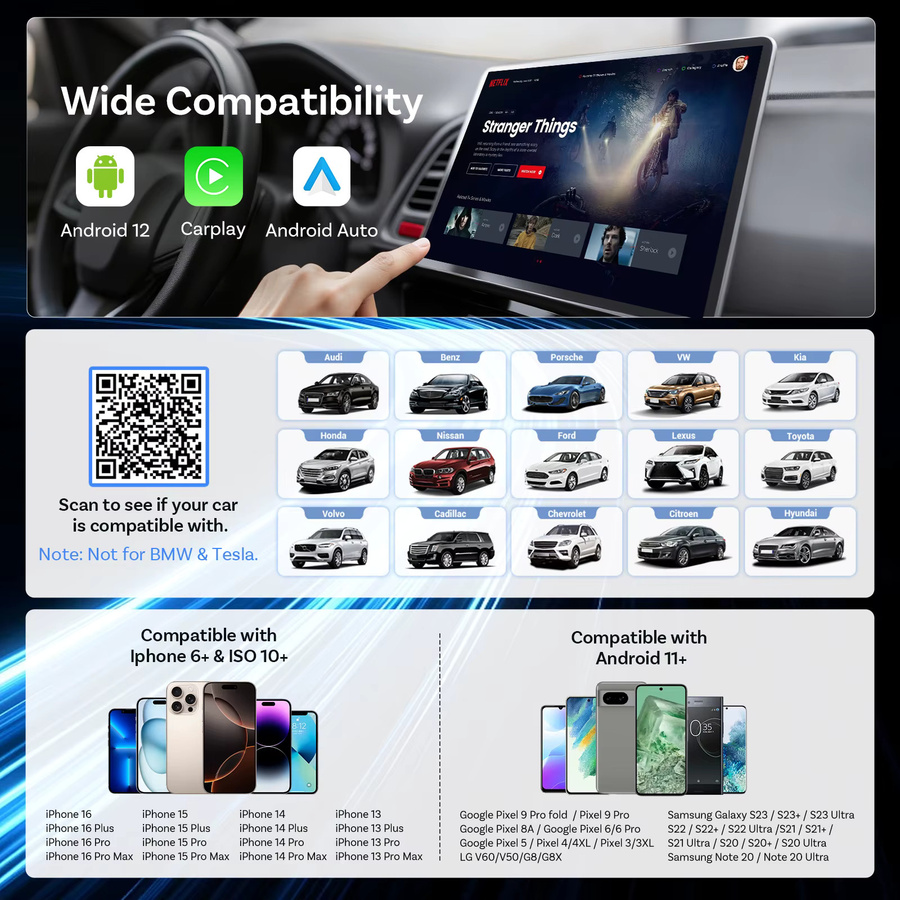 OTTOCAST Play2Video Ultra 3-in-1 AI Box Kabelloser CarPlay und Android Auto Adapter mit integriertem APP-Hub für YouTube, Netflix, IPTV und TikTok in Schwarz - Bild 5