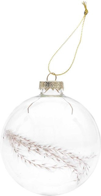 Rico Design Glaskugel Baumschmuck mit Trockengräsern, transparent, Durchmesser: 8 cm - Bild 1
