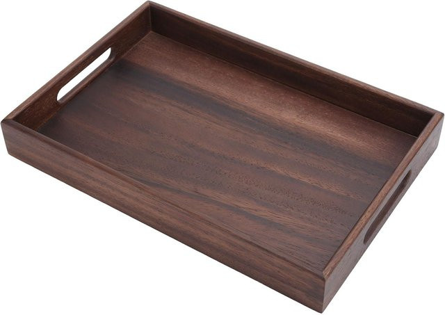 Rechteckiges Serviertablett aus Holz mit Rillen von mfySpace in Braun, B/T/H: 100 x 40 x 0,3 cm - Bild 1