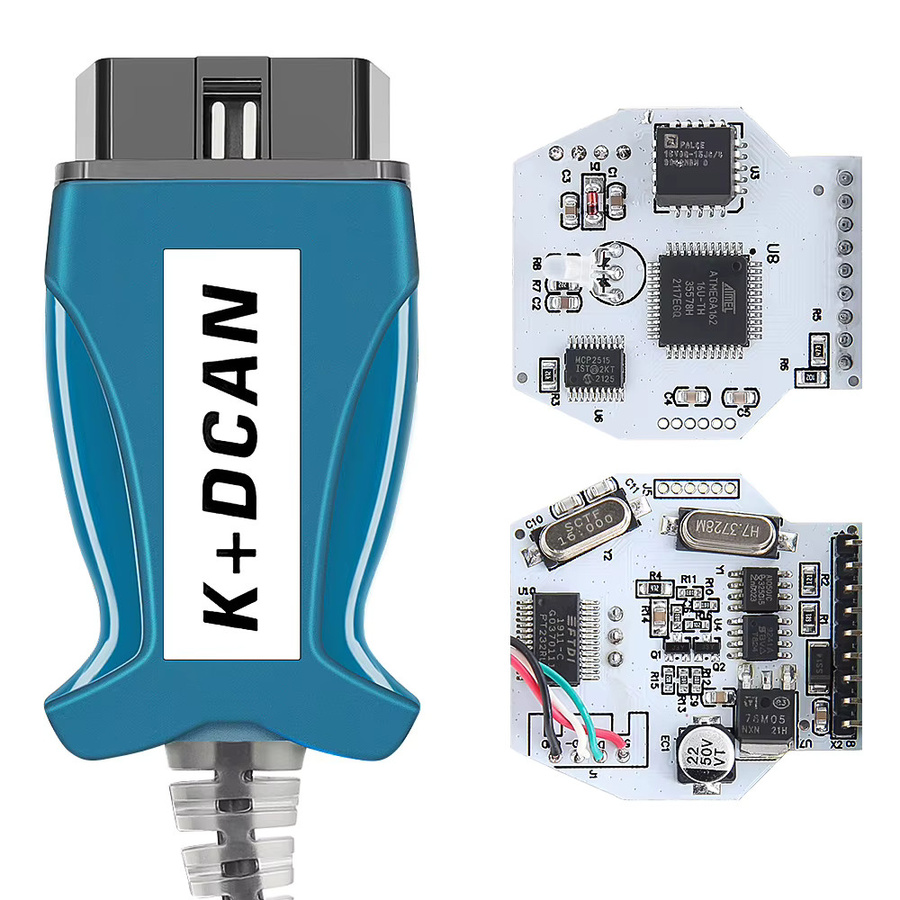 JFIND K+DCAN FTDI FT232RL OBD2 Diagnosekabel mit Druckknopf für BMW 1/3/5/7 Serie und E-Serie, INPA Auto-Diagnosewerkzeug in Weiß und Blau - Bild 5