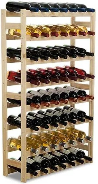 PROREGAL Pinotwine Weinregal aus massivem Kiefernholz, Natur Unbehandelt, braun, H x B x T: 118 x 72 x 25 cm, Platz für 56 Flaschen - Bild 1