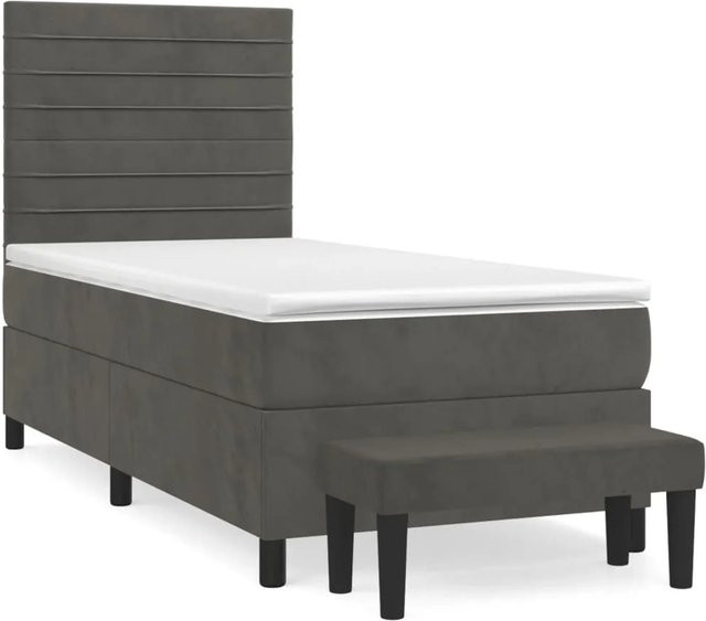 vidaXL Boxspringbett mit Matratze Dunkelgrau B/T/H: 80 x 200 x 30 cm aus Samt und Holz - Bild 1