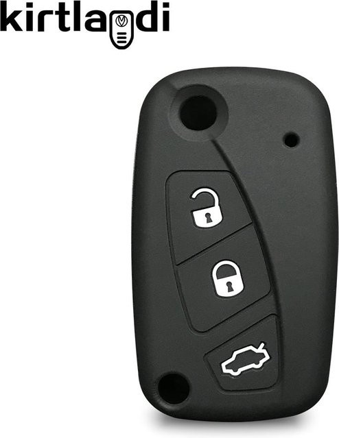 Silikon Schlüsselhülle für Fiat Panda Idea Stilo Ducato Bravo 500 Doblo Grande Punto Linea 3-Tasten Fernbedienung in Schwarz - Bild 1