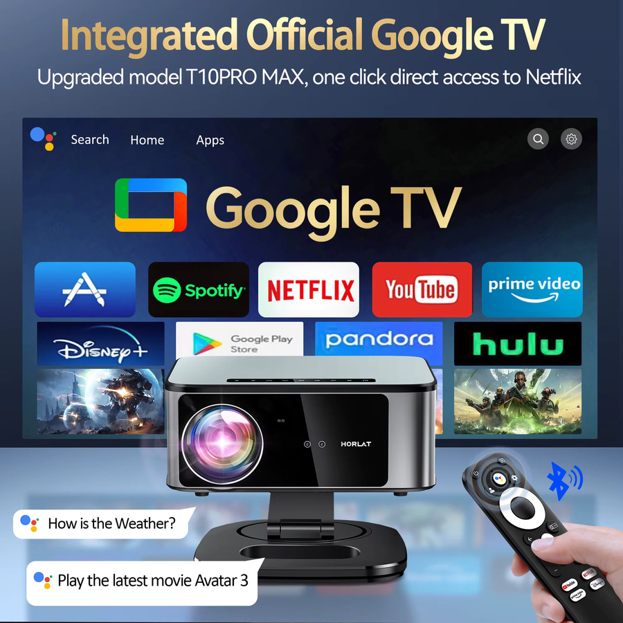 HORLAT Google TV Projektor mit 3000 ANSI Lumen, Full HD 1080P, Autofokus, WiFi 6 und 4K Unterstützung für dein Smart Home Theater - Bild 4