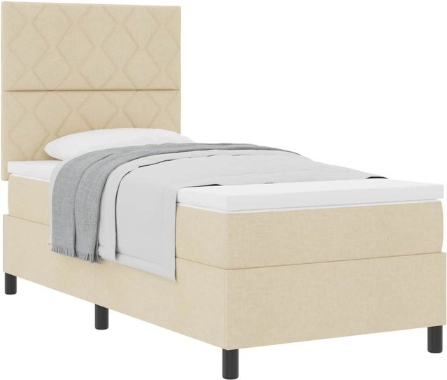 vidaXL Boxspringbett mit Matratze und Taschenfederkern in Beige, B/T/H: 100 x 200 x 203 cm - Bild 1