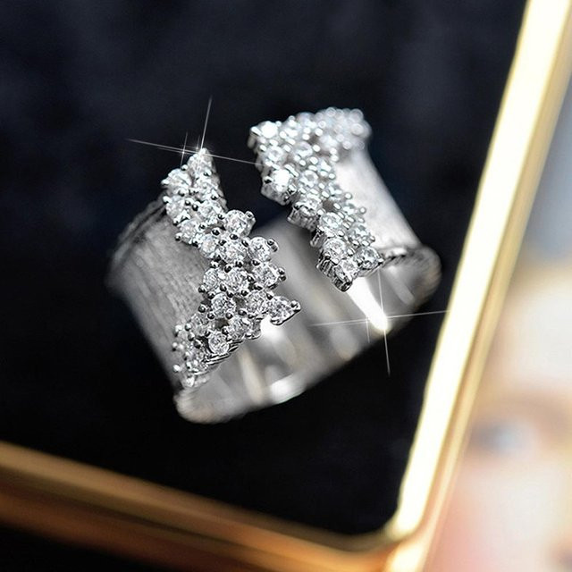 Huitan Ring, Goldfarben, Zirkonia, Messing, Damen - Bild 1