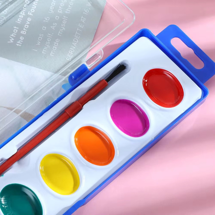 Waschbares Aquarellfarben-Set mit Wasserpinsel und Palette in Multicolour für Kinder - Bild 3