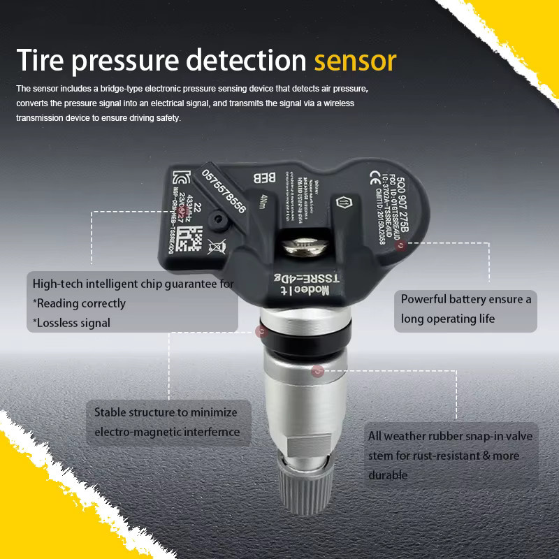 ANWAYTECH TPMS-Sensor 433MHz Reifendruckkontrollsystem in Schwarz passend für Audi A4 A6 Allroad Volkswagen T-Cross und Skoda Ersatz für OE 5Q0907275B - Bild 3