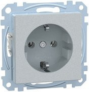 Merten Schutzkontakt-Steckdose System M Unterputz in Silber mit Steckklemme, 16A, 250V, IP20 - Bild 1