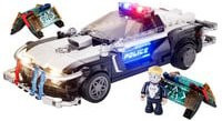 Lumibricks Cyberpunk Neoncity Polizei Streifenwagen Klemmbaustein Set in Schwarz, Weiß, Eisblau, Rot und Blau - Bild 1