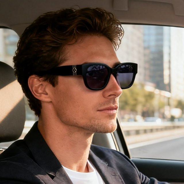 Sharif Sonnenbrille quadratisch, Vollrand, Kunststoff, schwarz, Unisex, polarisiert - Bild 1
