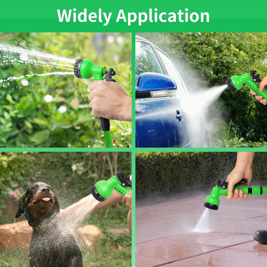 Erweiterbarer magischer Schlauch in Grün mit 7 Sprühfunktionen und Wasserpistole für die Gartenbewässerung und Autowaschanlage - Bild 4