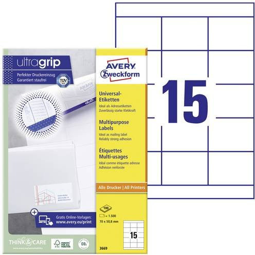 Avery Zweckform Universal-Etiketten 3669, Weiß, Papier, 100 Stück - Bild 1