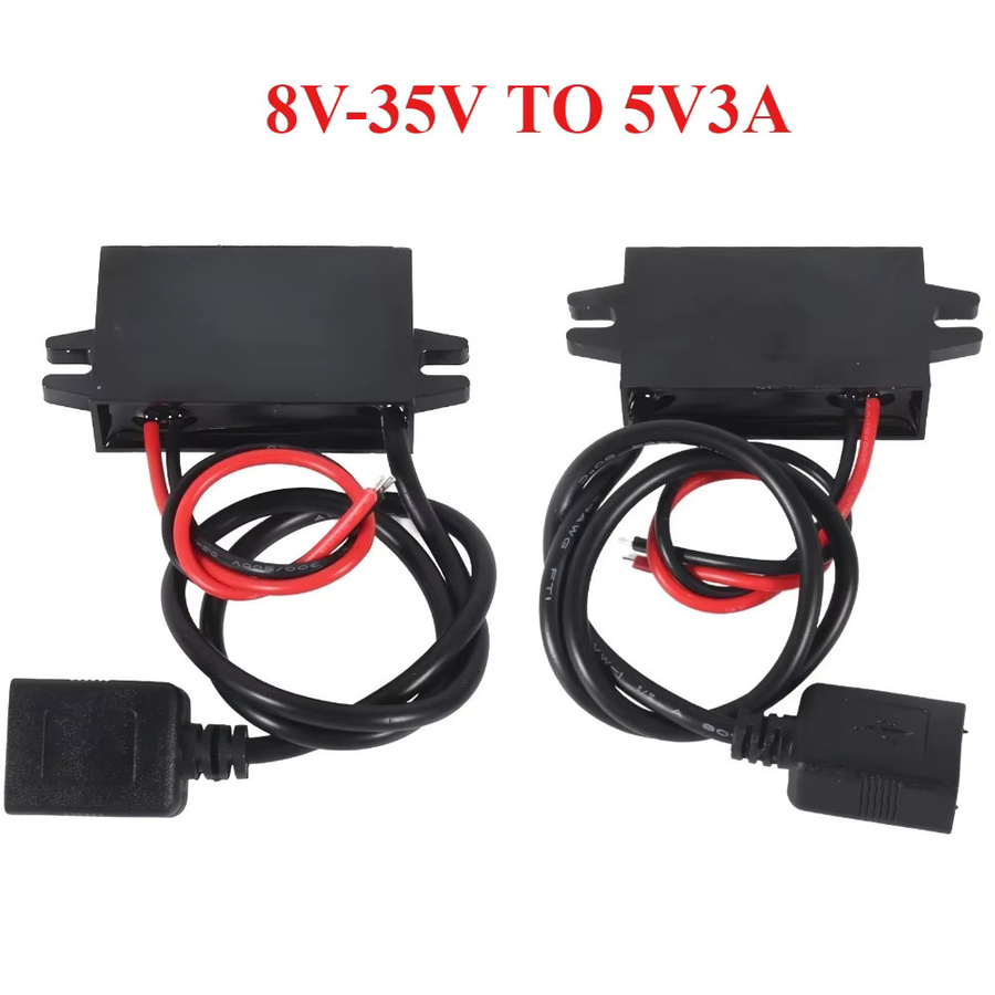 Waohei DC-DC Step Down Konverter 12V auf 5V 3A mit USB-A und USB-C Anschluss in Schwarz - Bild 2
