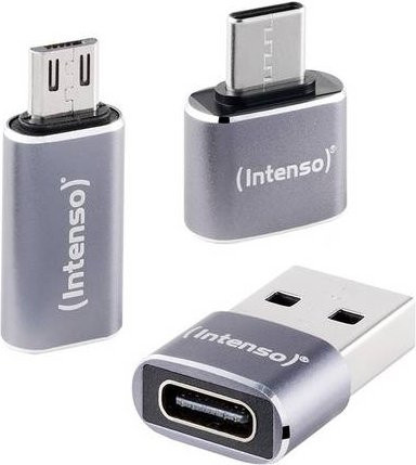 Intenso USB 2.0 Adapter mit USB-C, USB-A und Micro-USB in Silber - Bild 1