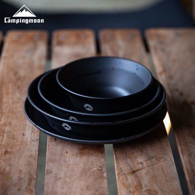 CAMPINGMOON Outdoor-Camping-Geschirrset aus Edelstahl mit schwarzer Titanbeschichtung - Bild 1