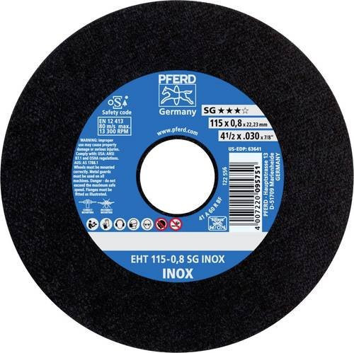 PFERD Trennscheibe EHT 115-0,8 SG INOX gerade für Edelstahl, 25 Stück, Durchmesser: 115 mm - Bild 1