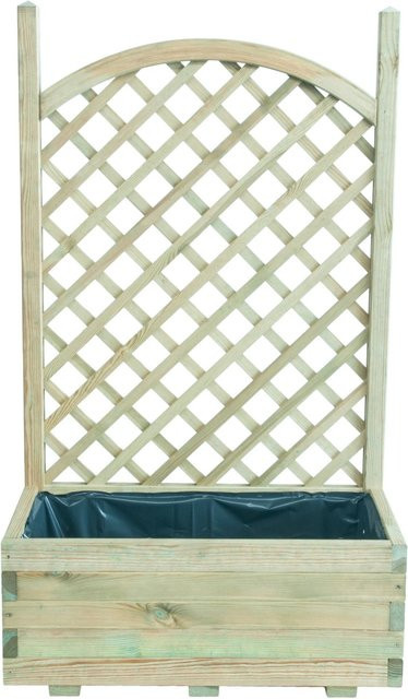 Grüner Pflanzkasten aus Kiefernholz mit Gitter, B/T/H: 80 x 40 x 138 cm - Bild 1