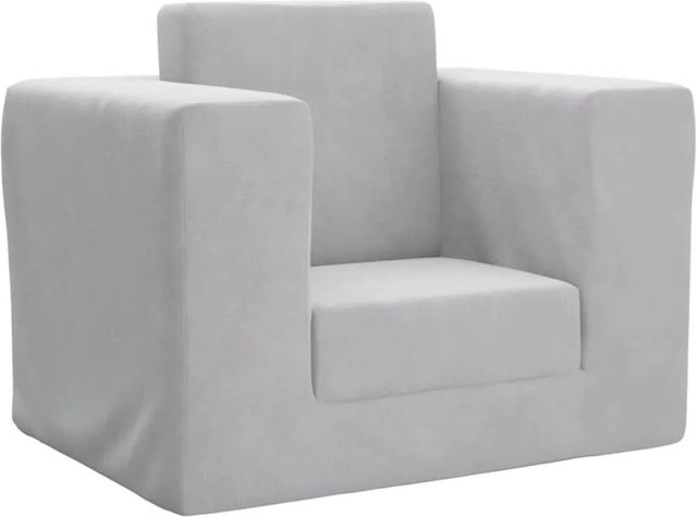 vidaXL Schlafsofa für Kinder in Hellgrau mit weichem Plüsch und Ottoman-Funktion, B/T/H: 100 x 140 x 42 cm - Bild 1