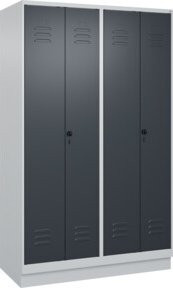 C+P Spind Classic PLUS Schwarz-Weiß-Spind mit Sockel, 4 Abteile, Anthrazitgrau, Sicherheits-Drehriegel, H: 195 cm, B: 120 cm, T: 50 cm - Bild 1