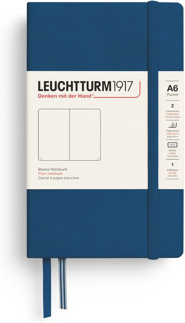 LEUCHTTURM1917 Notizbuch Pocket blanko Hardcover A6 in Indigo Blue mit Lesezeichen und Verschlussgummi - Bild 1
