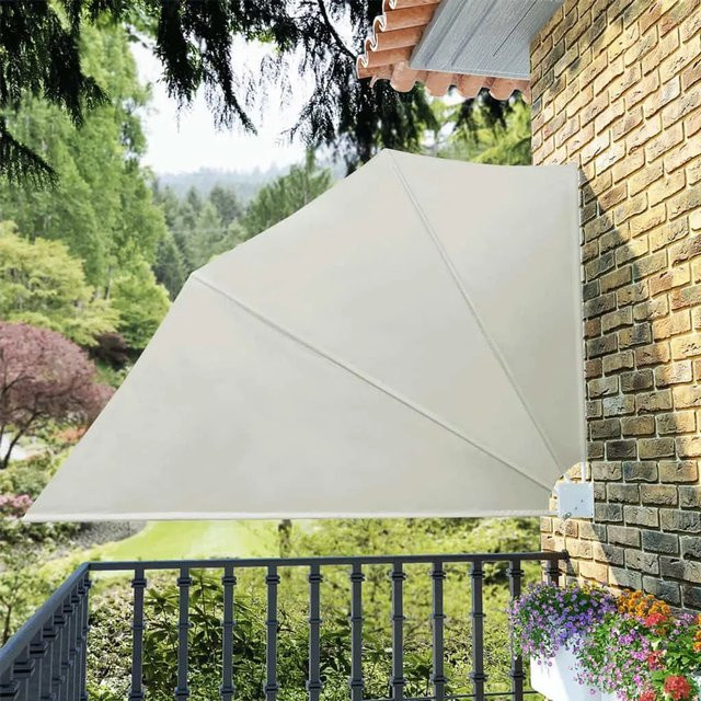furnicato Faltbarer Balkonfächer in Creme, Wandmontage, B/H: 160 x 240 cm - Bild 1