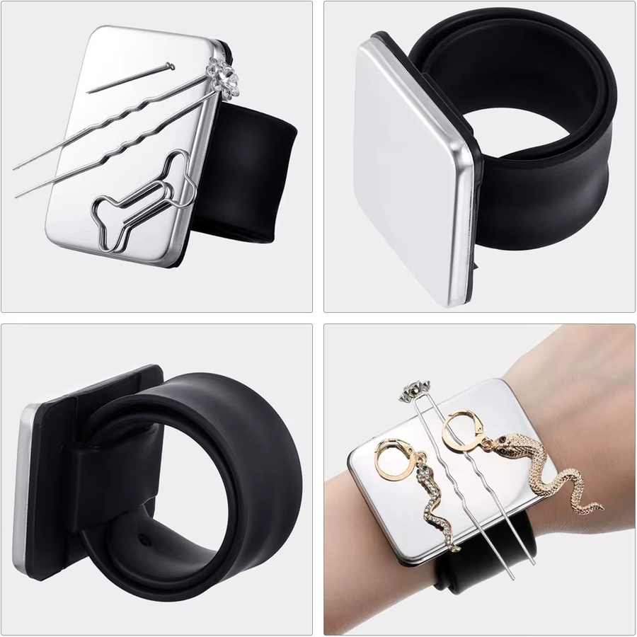 Magnetisches Gel- und Silikon-Armband mit 3 Kämmen und 6 Clips, Schwarz - Bild 2