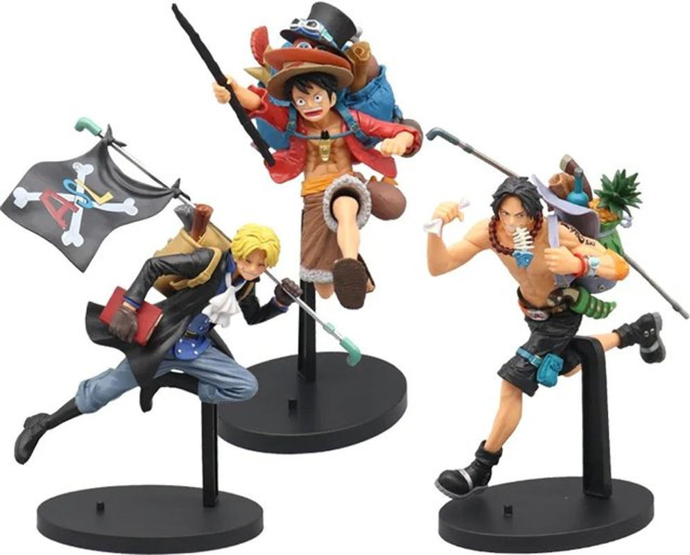 Bandai One Piece Anime Actionfiguren Sabo Portgas D. Ace und Monkey D. Ruffy Sammelmodell aus Kunststoff, mehrfarbig, Höhe: 17 cm - Bild 1
