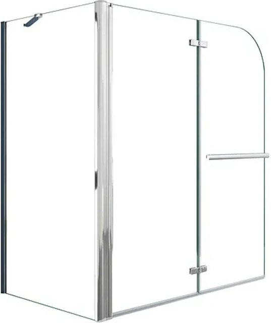 Duschparadies Badewannenaufsatz Eck-Duschabtrennung aus ESG-Sicherheitsglas mit Faltwand und Handtuchhalter, Farbe: Transparent/Silber, B/T/H: 100 x 140 x 70 cm - Bild 1