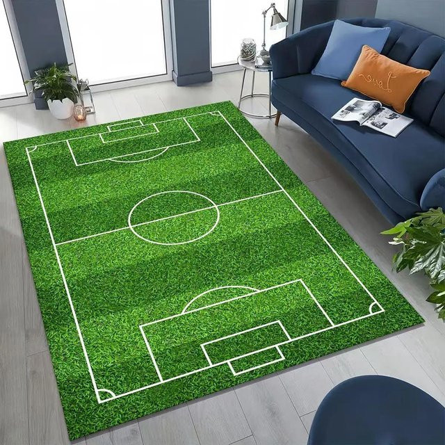 Nicht rutschfeste Fußmatte mit Fußballfeld-Muster von Lodestar in Grün, B/B: 60 x 40 cm - Bild 1